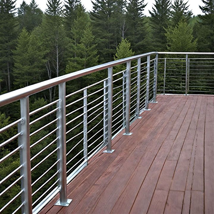 sleek industrial brushed stainless steel railings