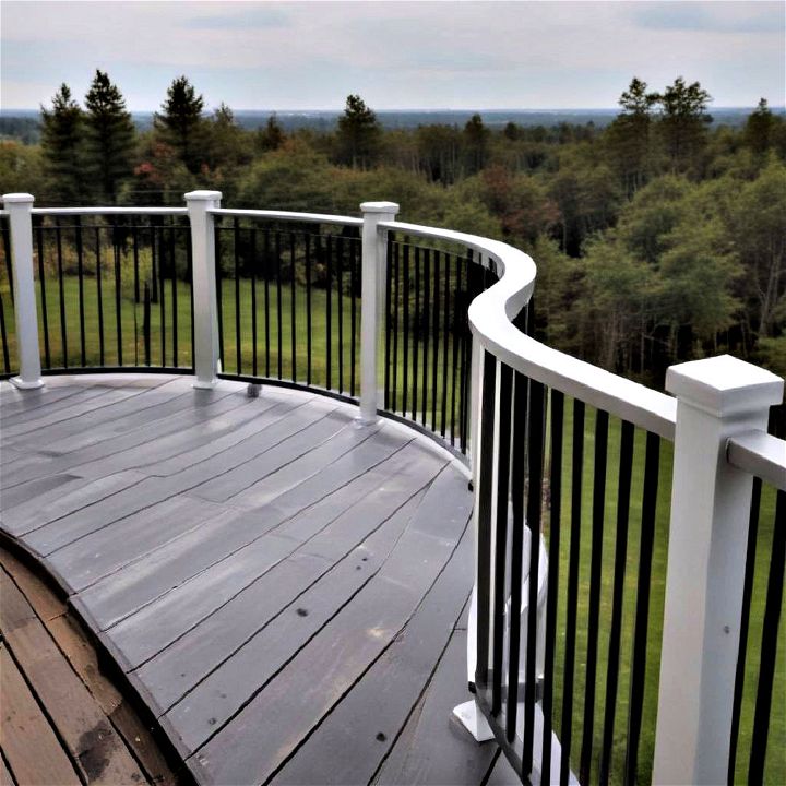 sleek modern curved aluminum deck railing