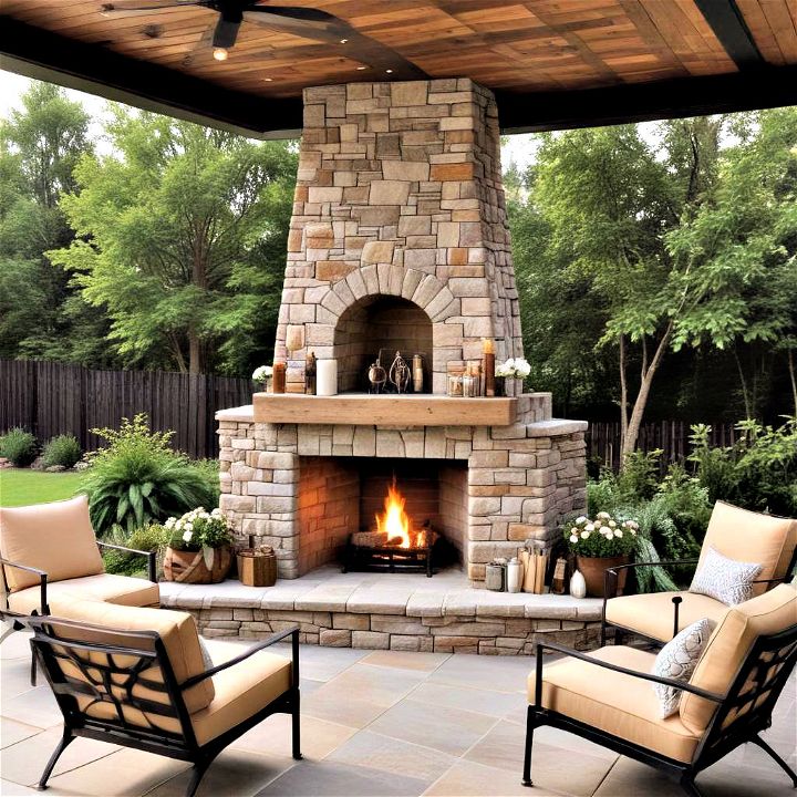 sleek modern outdoor corner fireplace