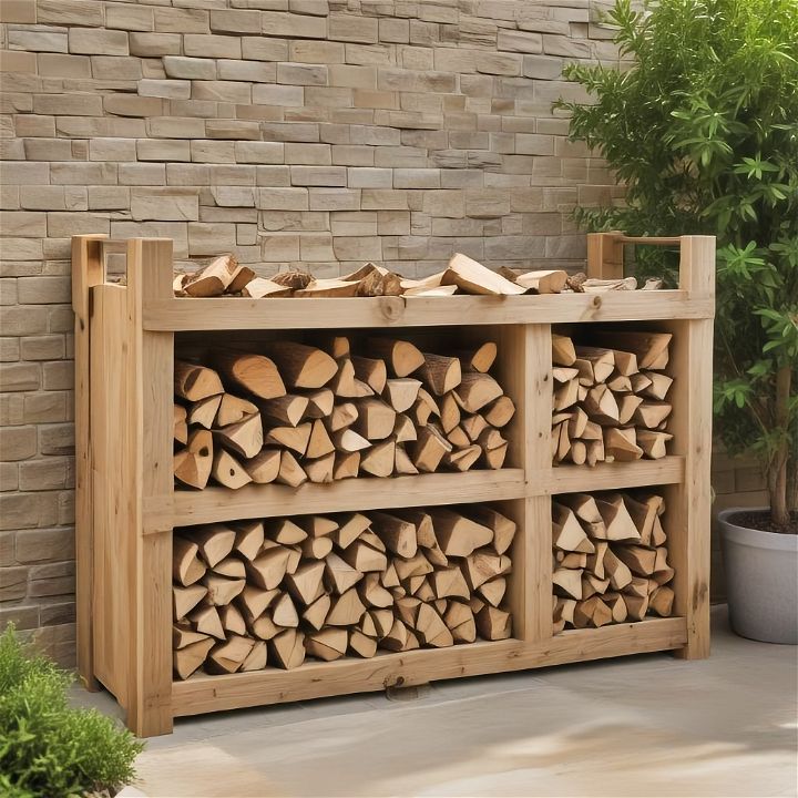 sleek rustic firewood storage