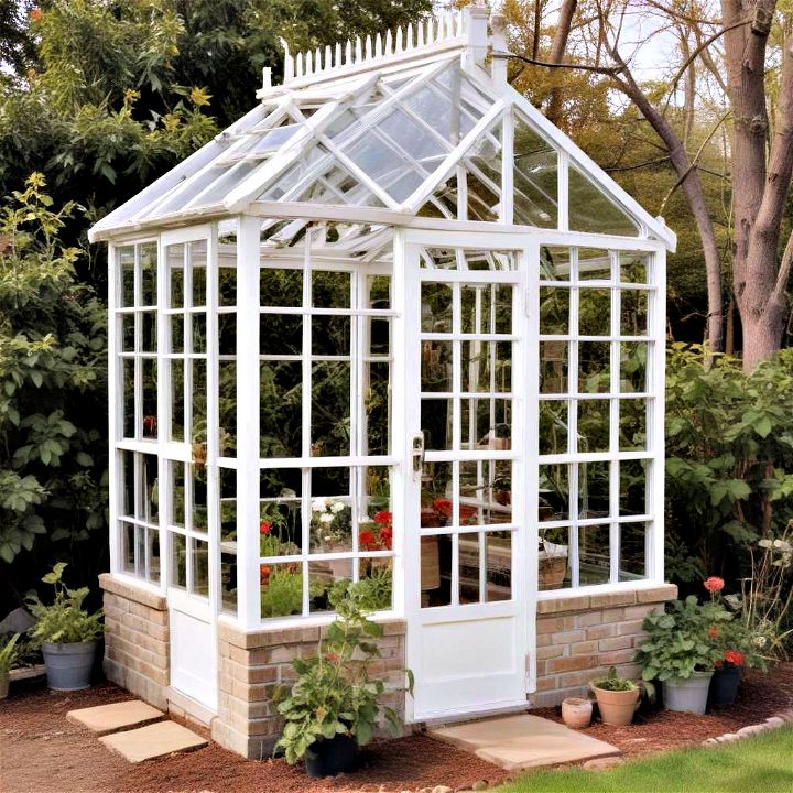 small greenhouse from recycled windows