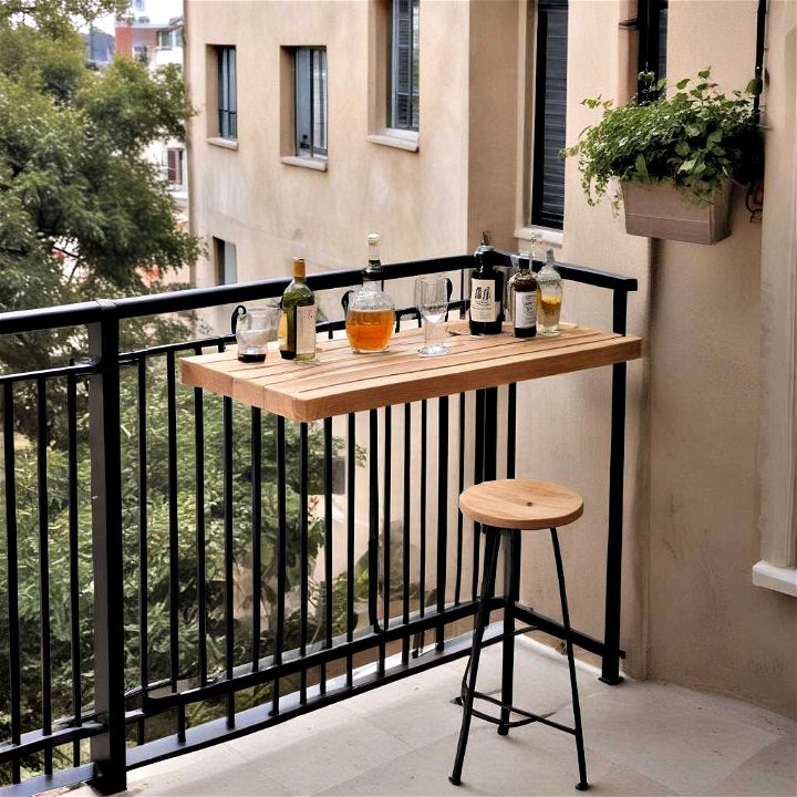 small spaces balcony rail bar