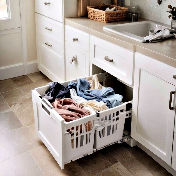 small spaces pull out laundry hampers