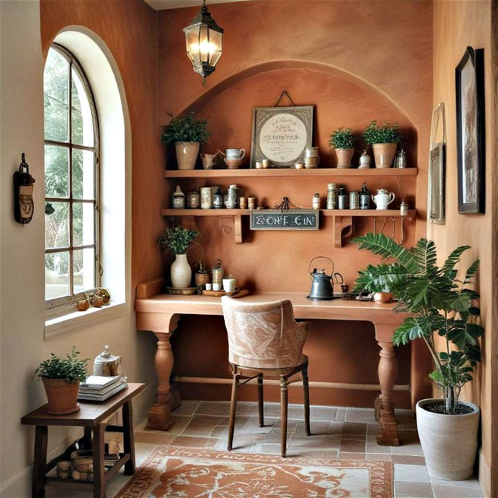 snug mediterranean style coffee alcove