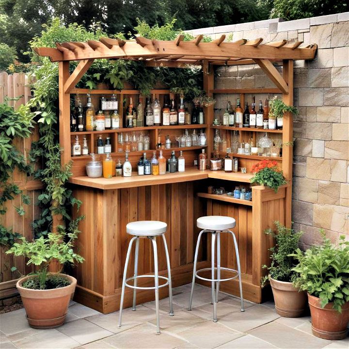 space saving corner garden bar