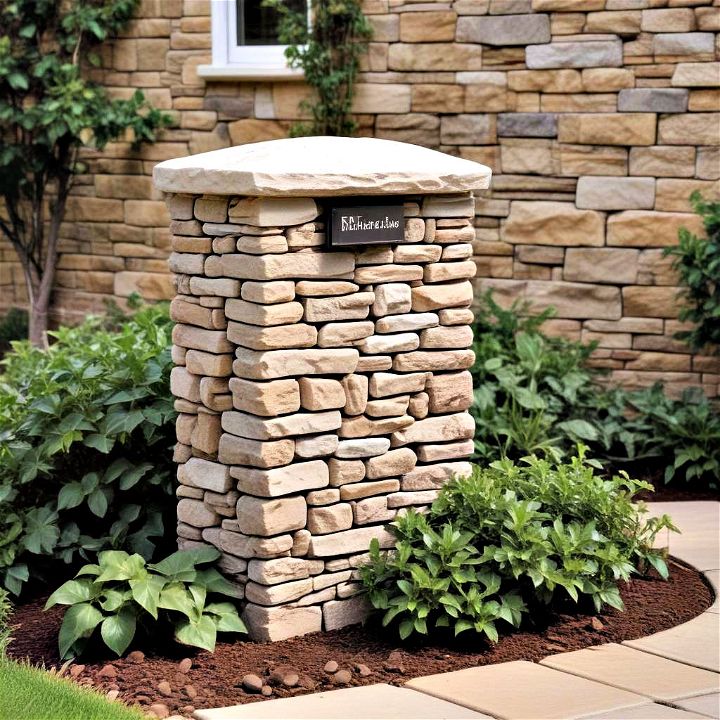 stacked stone enclosure post design