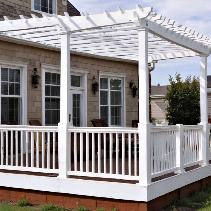 striking pergola topped deck railings