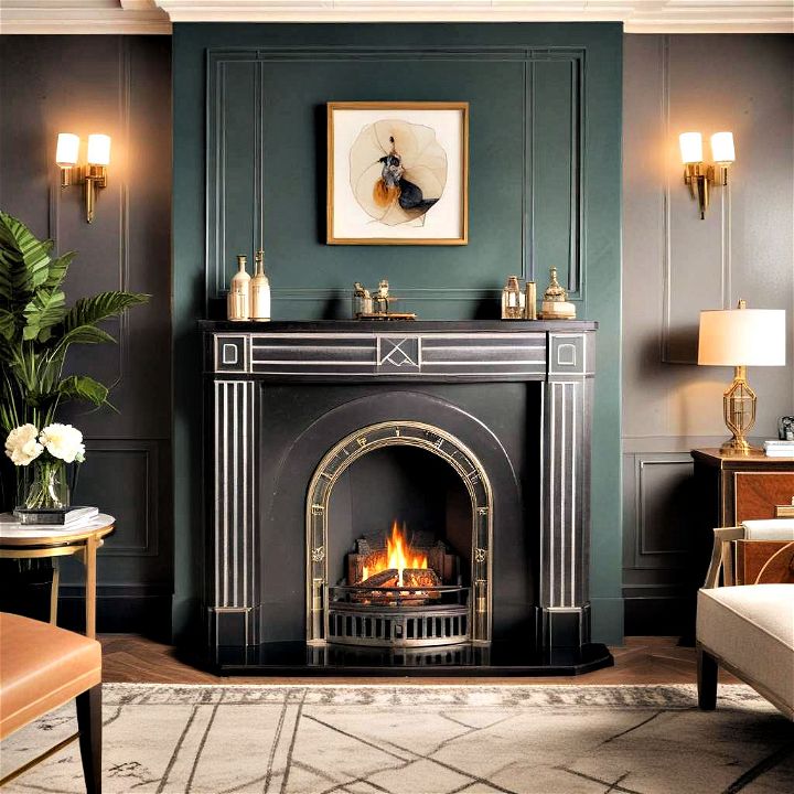 stunning art deco corner fireplace