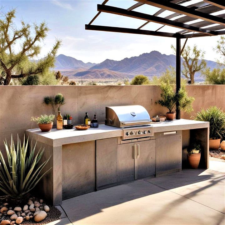 stunning desert modern outdoor kitchen