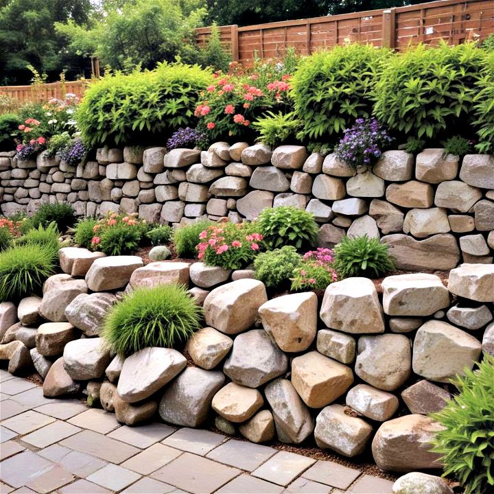 stunning privacy with a rockery wall