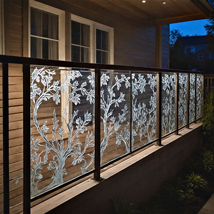 stunning unique etched glass deck railings