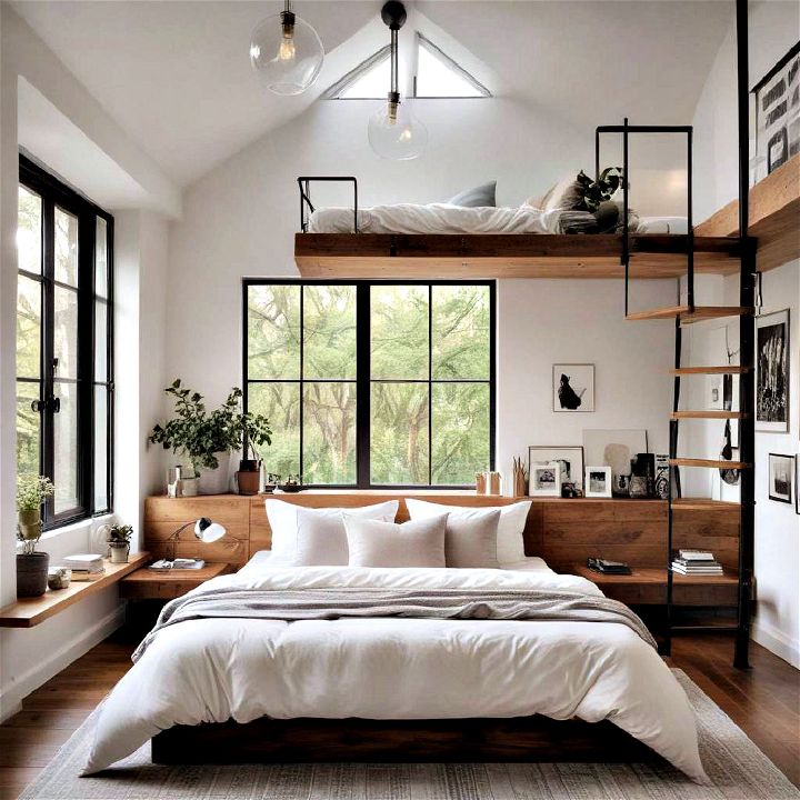 stylish and functional loft style bedroom layout
