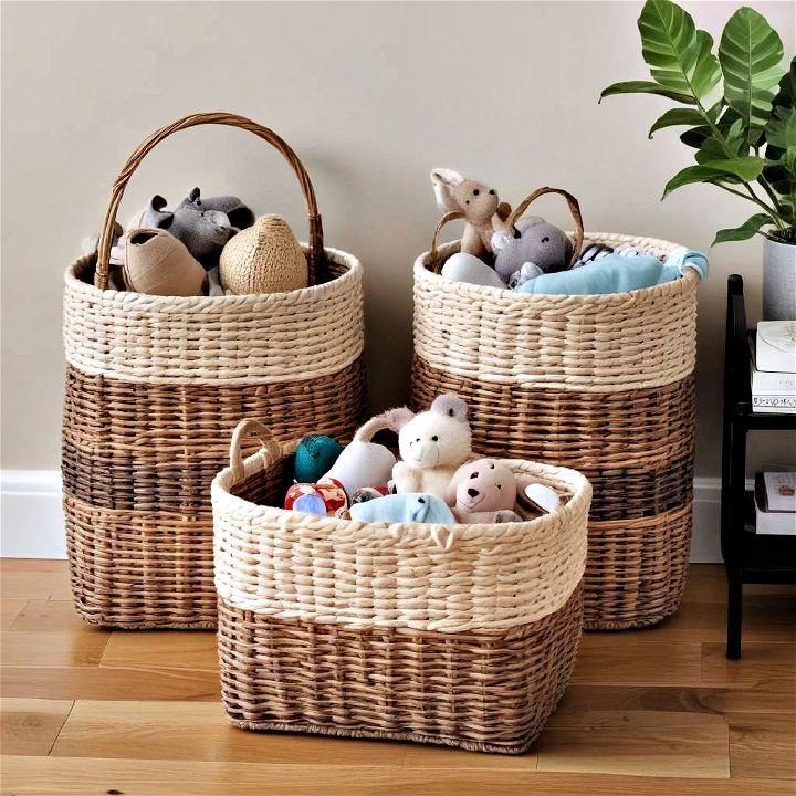 stylish and practical decorative baskets for quick cleanup