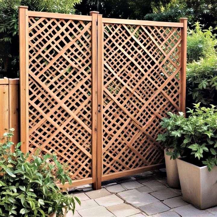 stylish and practical slat wood privacy screen