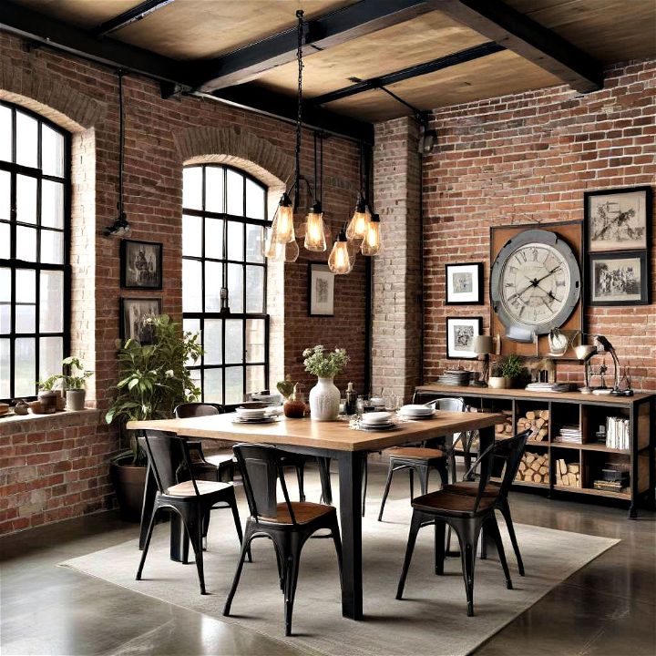 stylish industrial chic dining loft