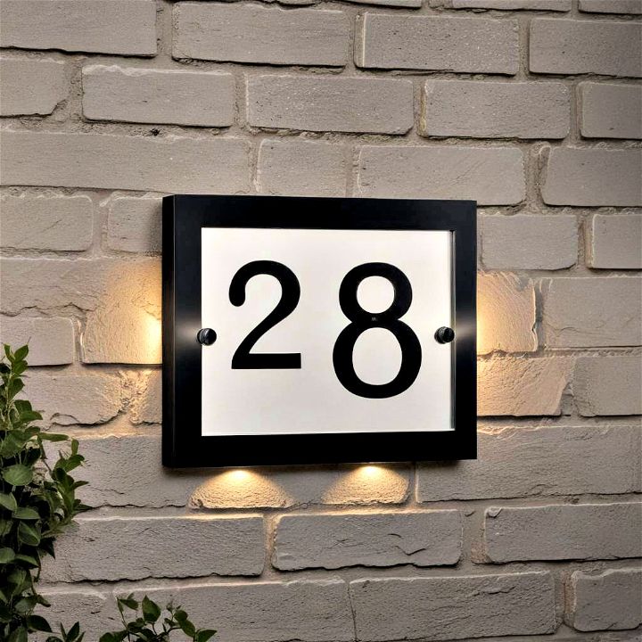 stylish reflective house number sign