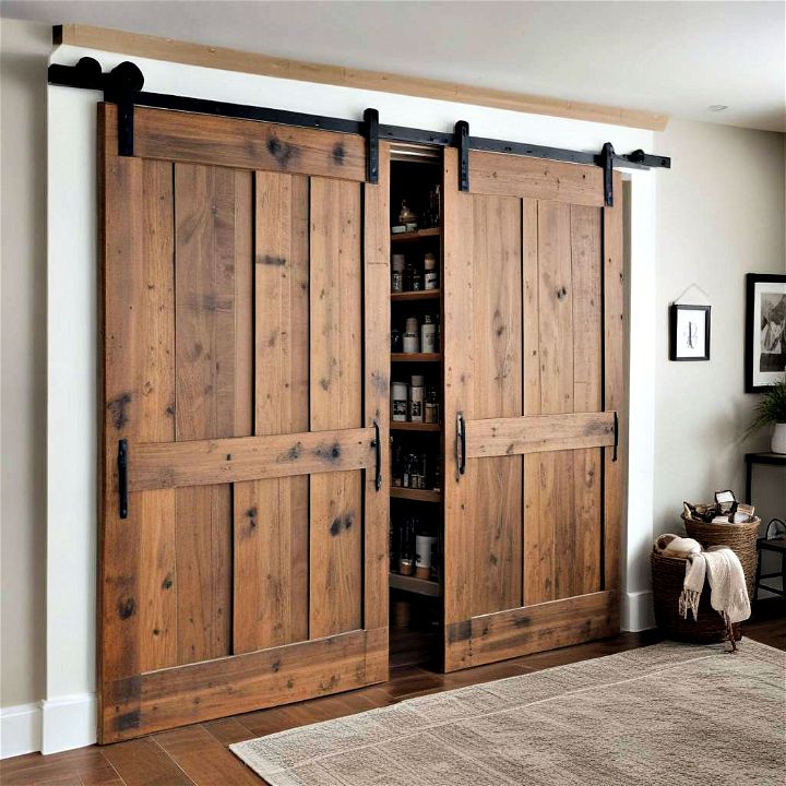 stylish sliding barn doors to hide storage areas