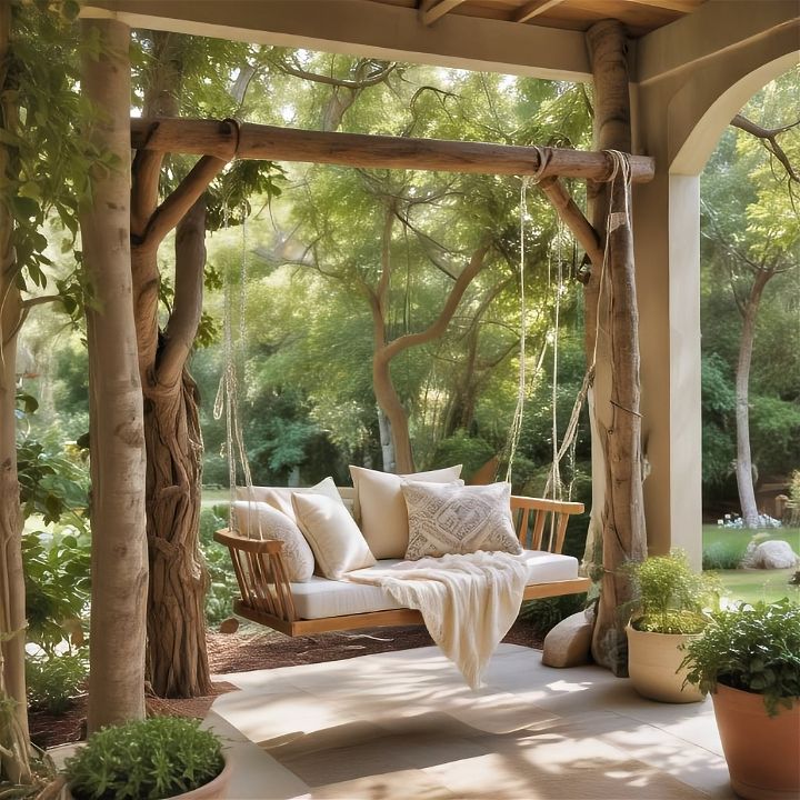 swinging bench nook for leisurely afternoons