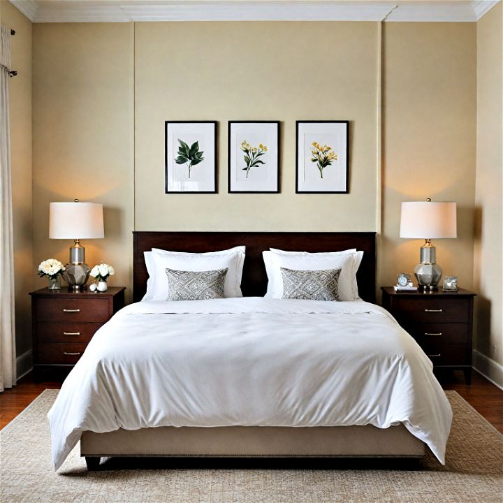 symmetrical bedroom set up for harmonious and orderly look