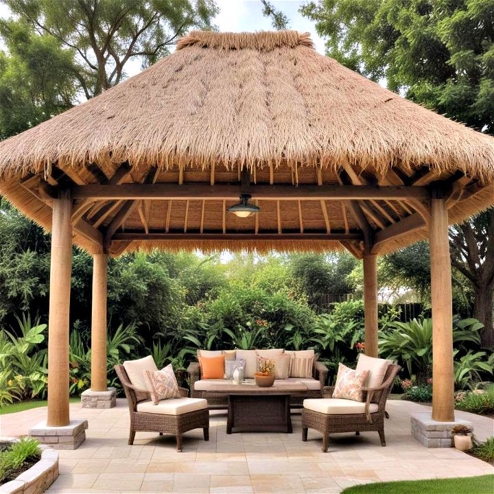 synthetic tropical thatch for pergola