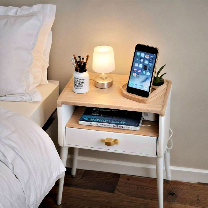 tech friendly nightstand to integrate technology into your bedtime routine