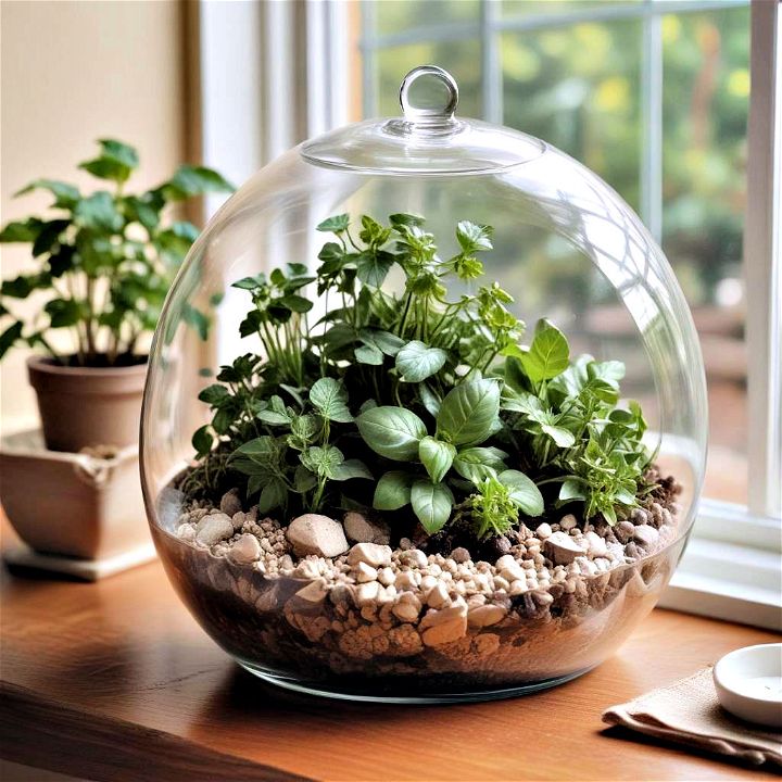 terrarium filled with herbs
