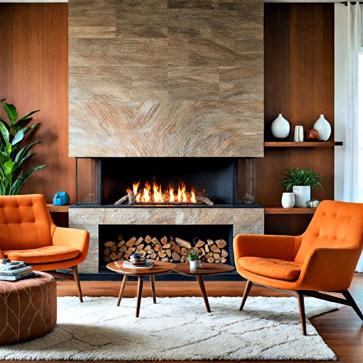timelessly stylish mid century modern fireplace
