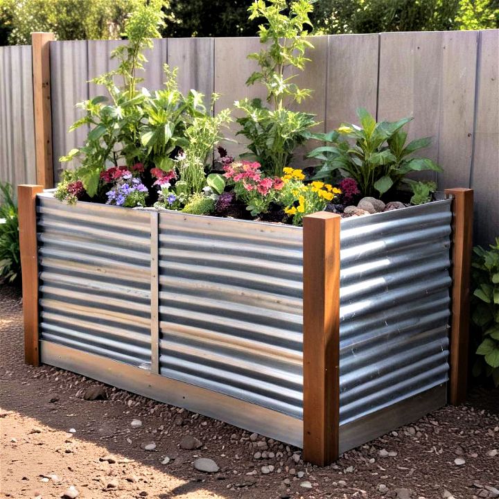 traditional corrugated metal raised bed