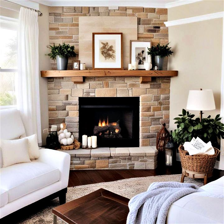 traditional mantel corner fireplace