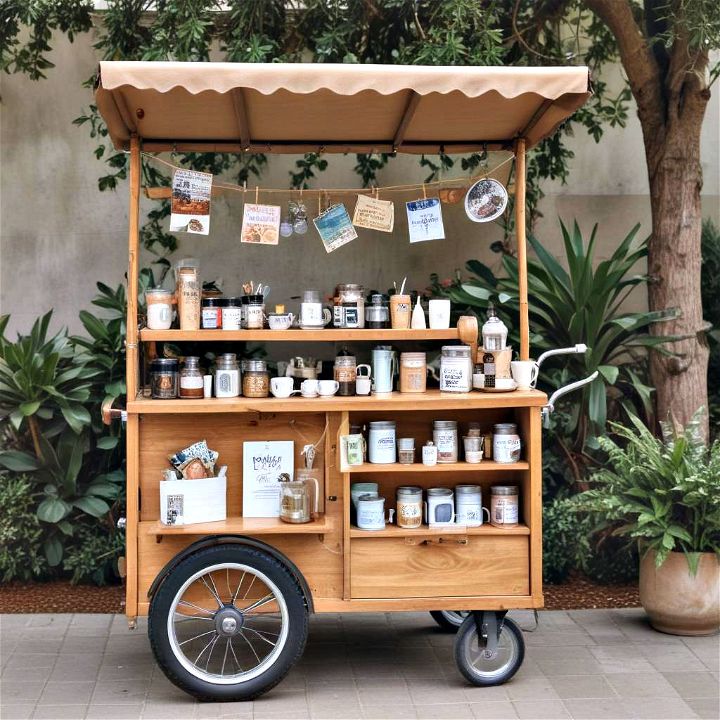 travel themed mobile coffee cart