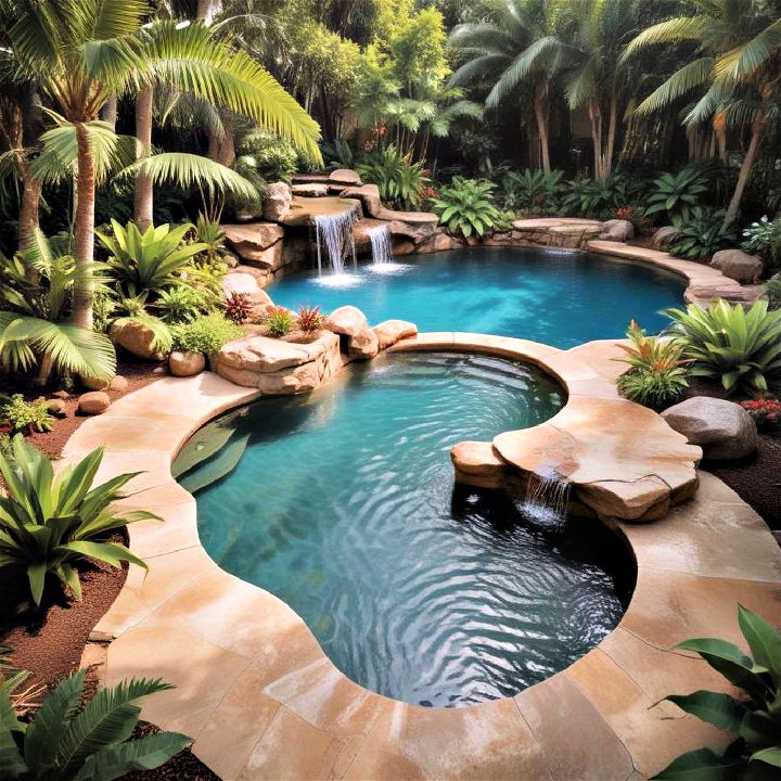 tropical getaway lagoon style pool