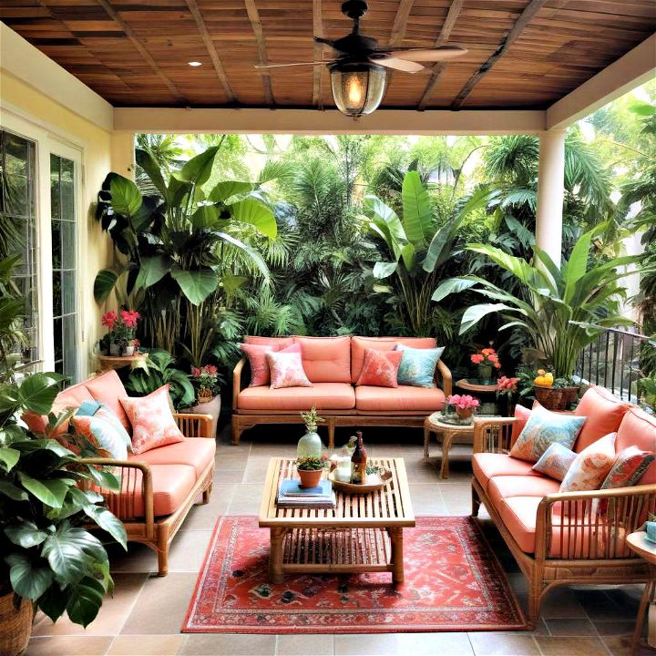 tropical paradise with lush plants