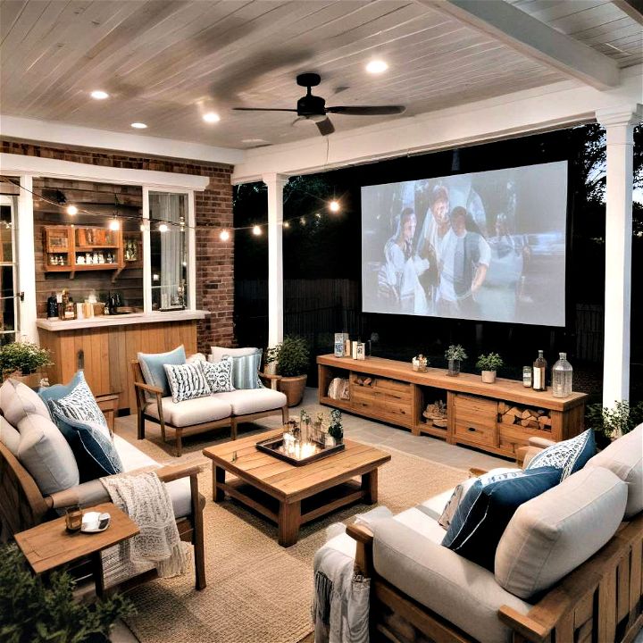ultimate back porch entertainment hub for movie nights