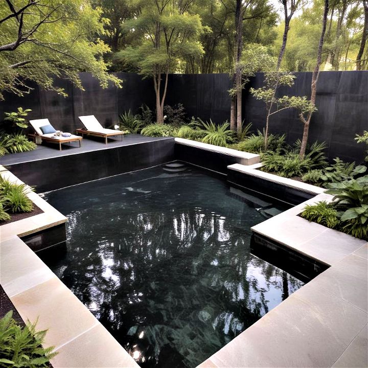 unique and elegant black bottom pool