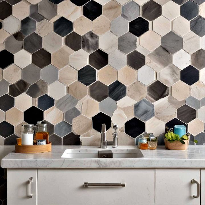 unique hexagon tile backsplash