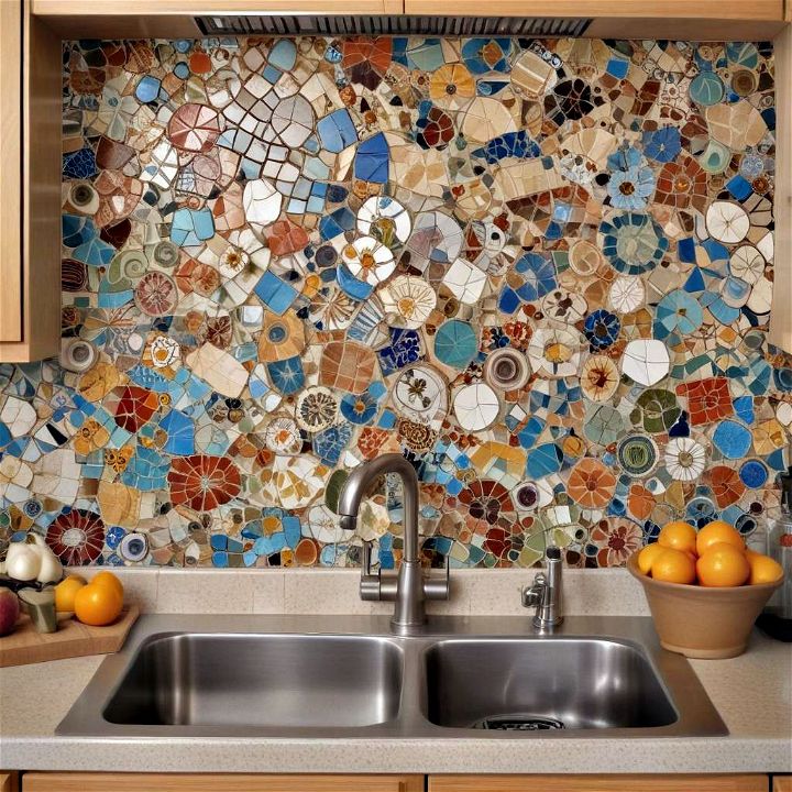 unique mosaic tile art backsplash