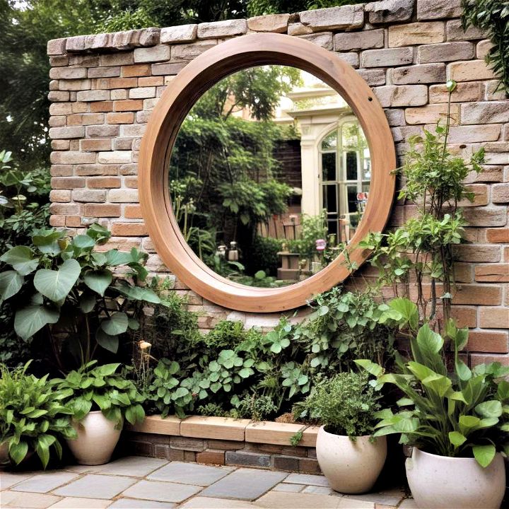 unique outdoor mirror for small garden spaces