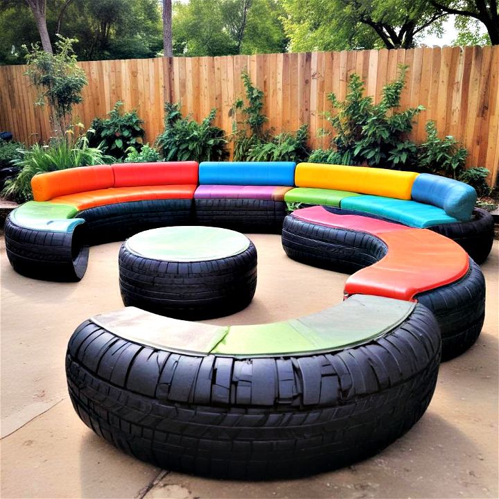 unique recycled tire seating