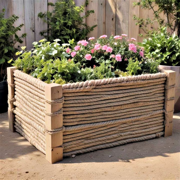 unique rope wrapped raised bed