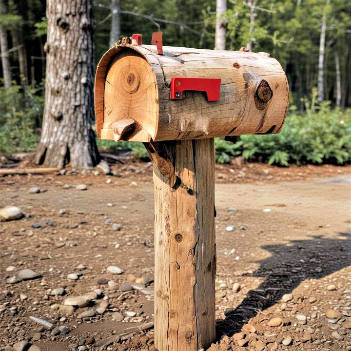 unique rustic log mailbox post