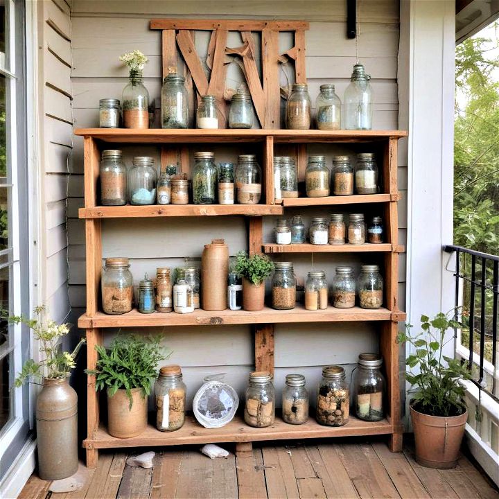 unique upcycled decor corner for your back porch