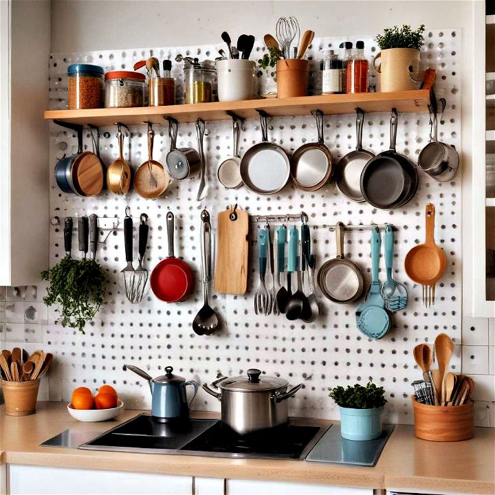 unique use a pegboard for customizable storage