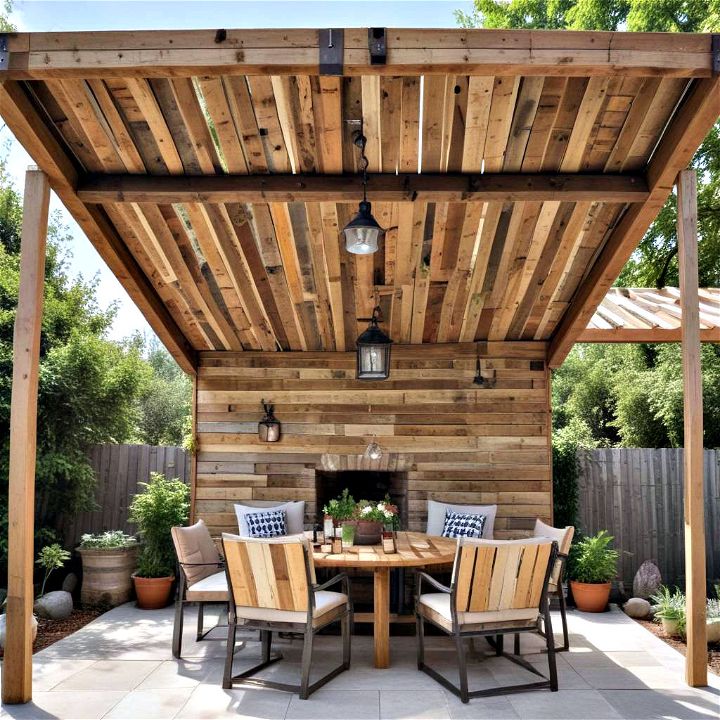 upcycled pallet roof for patio