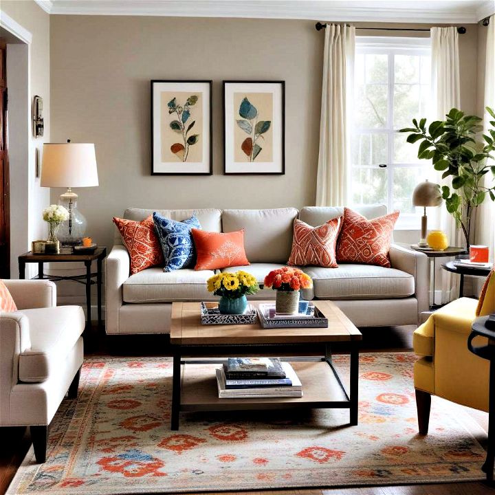 use a neutral base with colorful accents