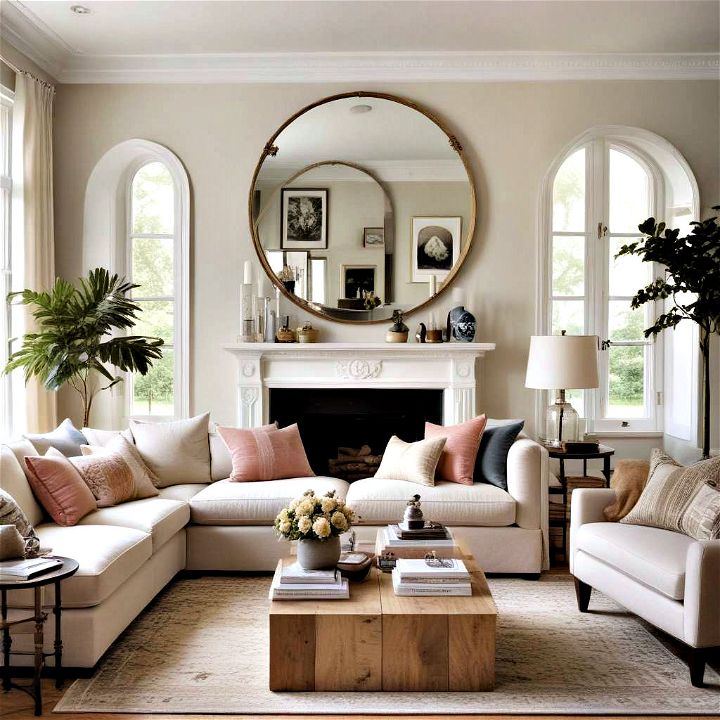 use mirrors strategically for small living room