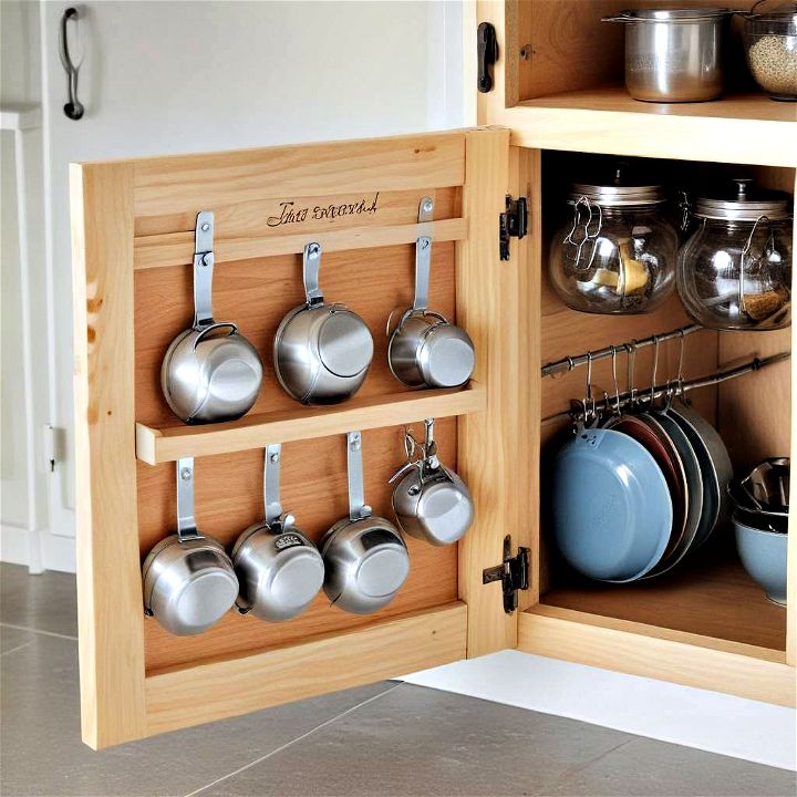 utilize cabinet door storage for pans