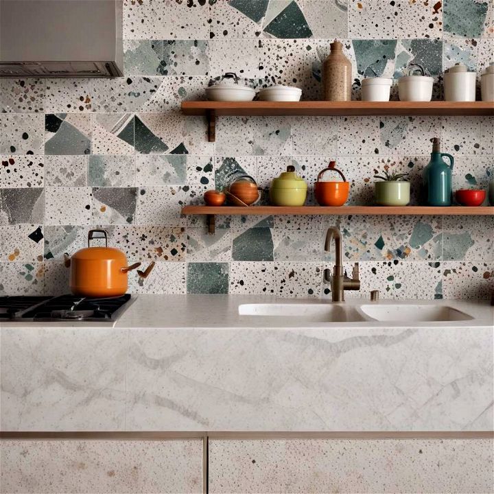 vintage modern terrazzo tiles backsplash