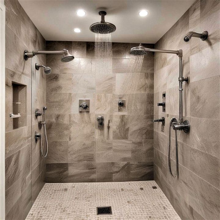 walk in shower with dual shower heads