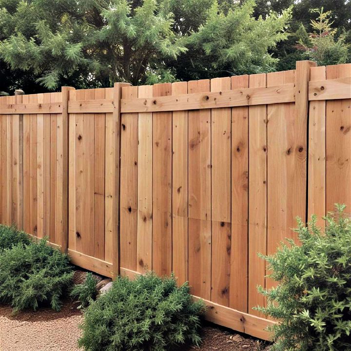 warm cedar planks for horizontal fence