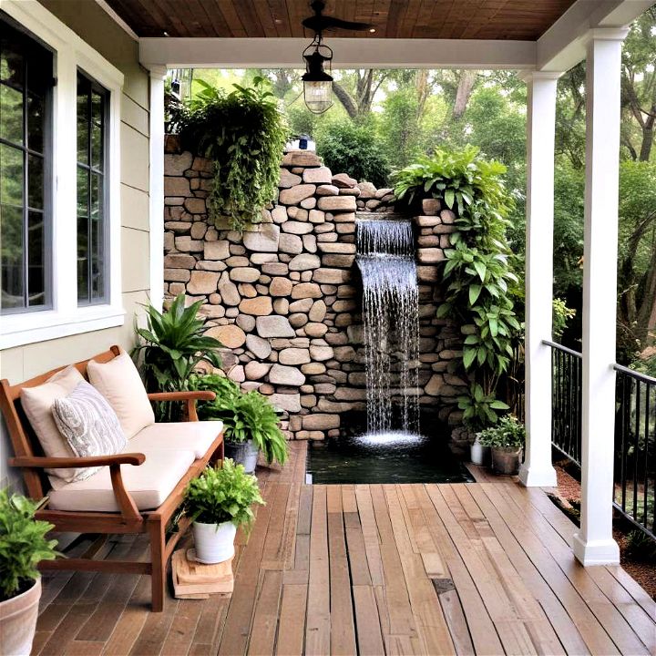 waterfall feature for creating a serene back porch hideaway